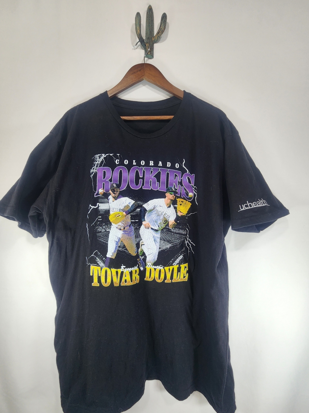 Colorado Rockies Black Graphic Tee - Tovar Doyle Size Large